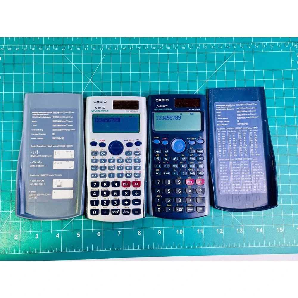 Casio FX-300ES & 115ES Lot of 2 Natural Display Scientific Math Solar Calculator